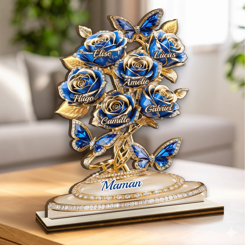 Plaque en Bois 2 Couches Personnalisée avec Support – Cadeau pour Maman, Grand-mère – Avec tout notre amour