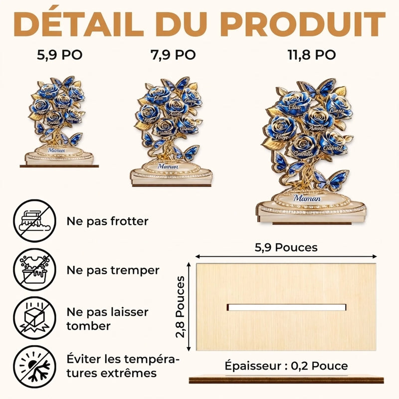 Plaque en Bois 2 Couches Personnalisée avec Support – Cadeau pour Maman, Grand-mère – Avec tout notre amour
