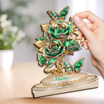 Plaque en Bois 2 Couches Personnalisée avec Support – Cadeau pour Maman, Grand-mère – Avec tout notre amour