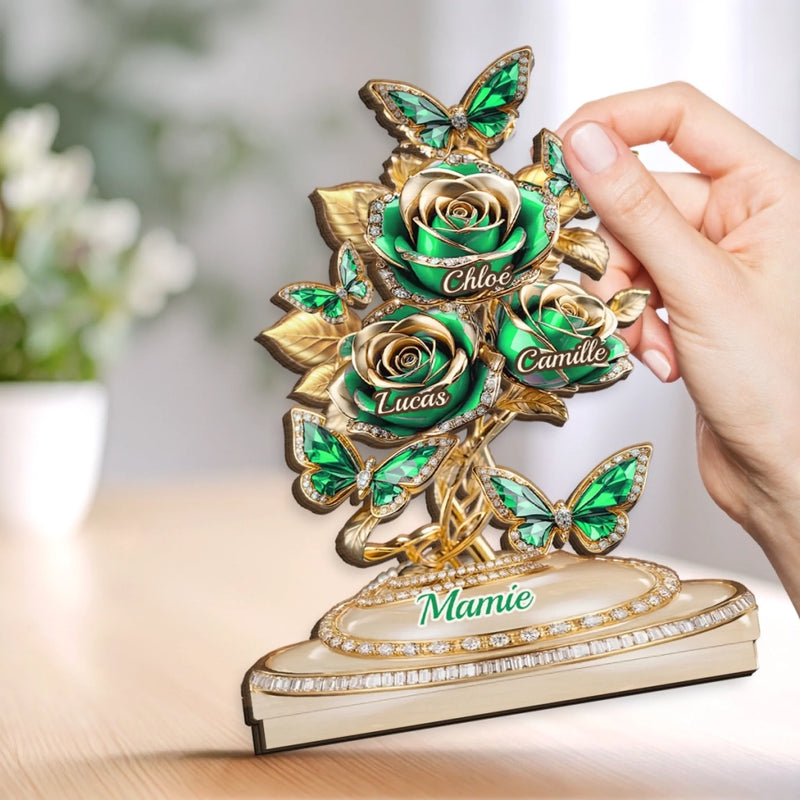 Plaque en Bois 2 Couches Personnalisée avec Support – Cadeau pour Maman, Grand-mère – Avec tout notre amour