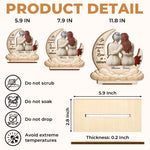 Plaque en Bois 2 Couches Personnalisée avec Support – Cadeau pour Maman, Grand-mère – Je t’aime jusqu’à la Lune et retour