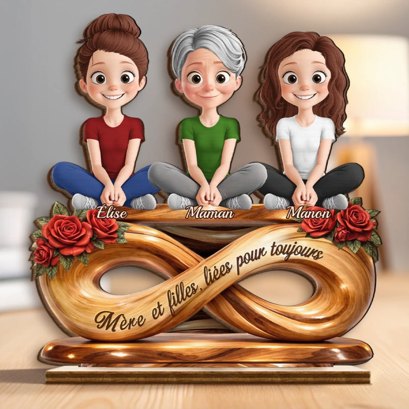 Plaque en Bois 2 Couches Personnalisée avec Support – Cadeau pour Maman, Grand-mère – Pour toujours