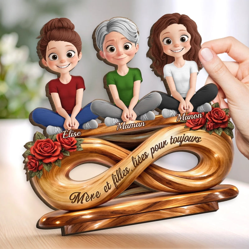 Plaque en Bois 2 Couches Personnalisée avec Support – Cadeau pour Maman, Grand-mère – Pour toujours