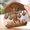 Plaque en Bois 2 Couches Personnalisée avec Support – Cadeau pour Maman, Grand-mère – Merci Maman