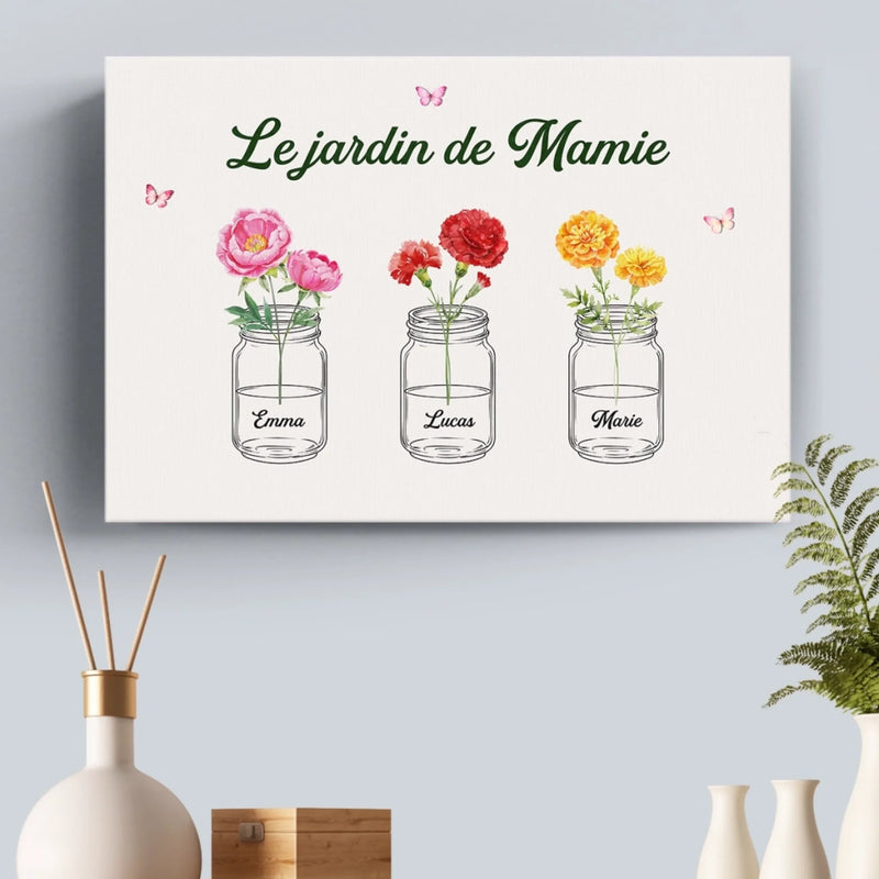 Toile Horizontale Personnalisée – Cadeau Pour Maman, Mamie – Le jardin de Mamie