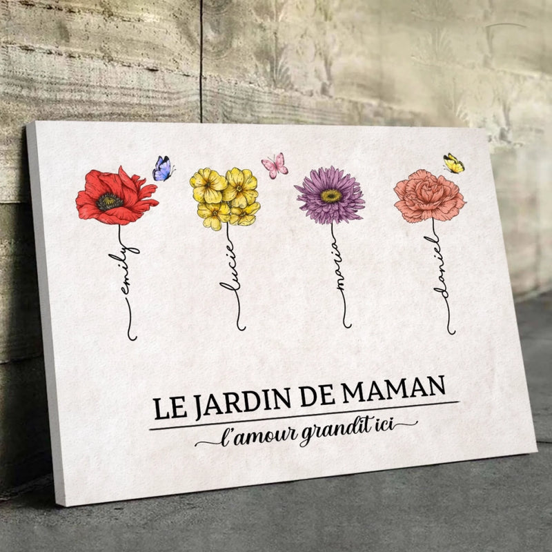 Toile Horizontale Personnalisée – Cadeau Pour Maman, Mamie – Où pousse tout notre amour