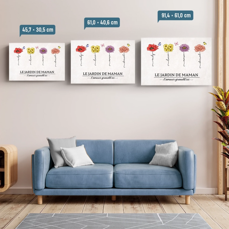 Toile Horizontale Personnalisée – Cadeau Pour Maman, Mamie – Où pousse tout notre amour
