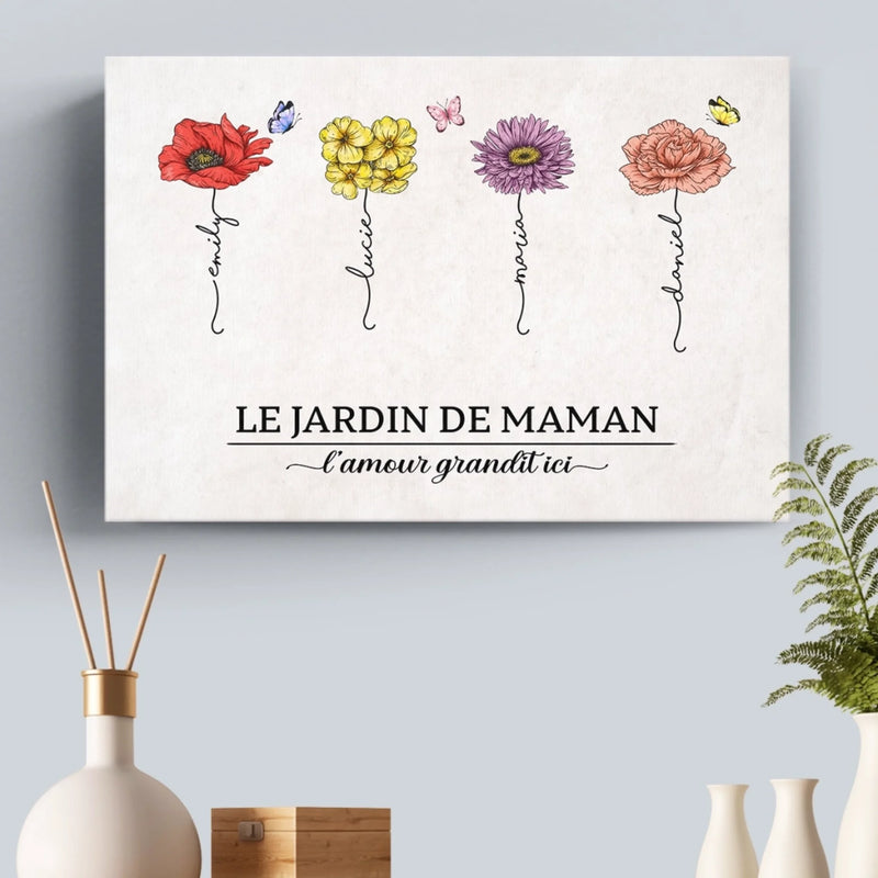 Toile Horizontale Personnalisée – Cadeau Pour Maman, Mamie – Où pousse tout notre amour