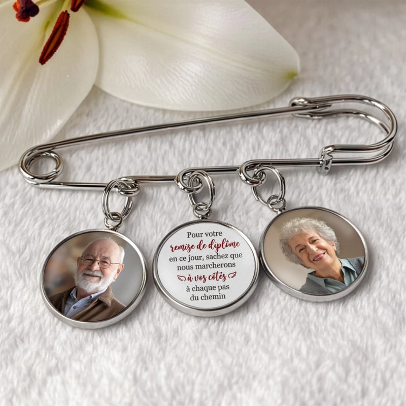 Broche Personnalisée avec Charms Photo – Cadeau Commémoratif pour Maman, Papa – Toujours avec moi