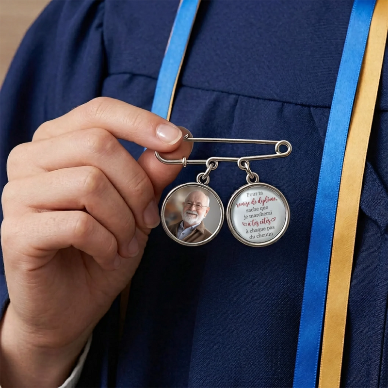 Broche Personnalisée avec Charms Photo – Cadeau Commémoratif pour Maman, Papa – Toujours avec moi