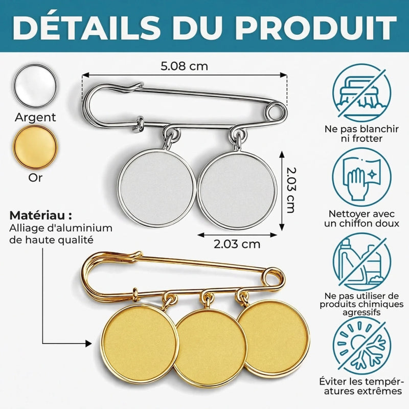 Broche Personnalisée avec Charms Photo – Cadeau Commémoratif pour Maman, Papa – Toujours avec moi