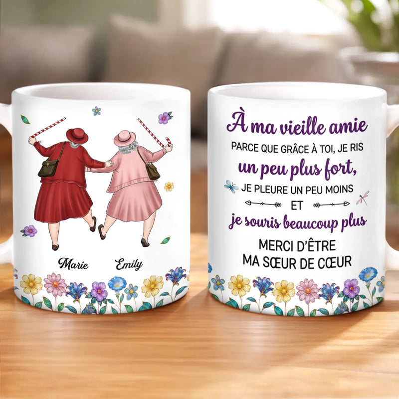 Mug Personnalisé À Effet Imprimé 3D Gonflé – Cadeau Pour Amies – Ma Sœur De Cœur