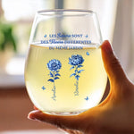 Verre À Vin Personnalisé – Cadeau pour Sœeurs, Amies – Des Fleurs Différentes, Une Amitié Éternelle