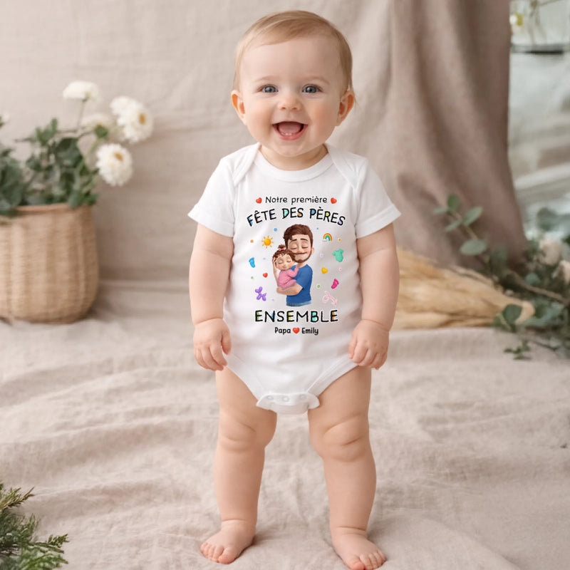 Body Bébé Personnalisé – Cadeau Pour La Première Fête Des Pères - Notre Première Ensemble