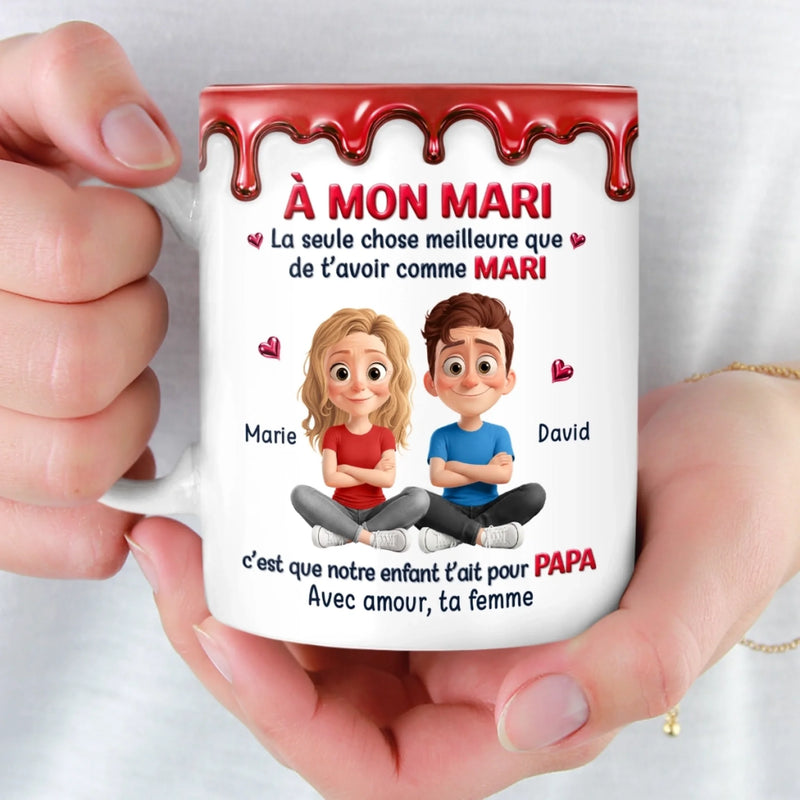 Mug Personnalisé À Effet Imprimé 3D Gonflé – Cadeau Pour Couple – Avec amour, ta femme