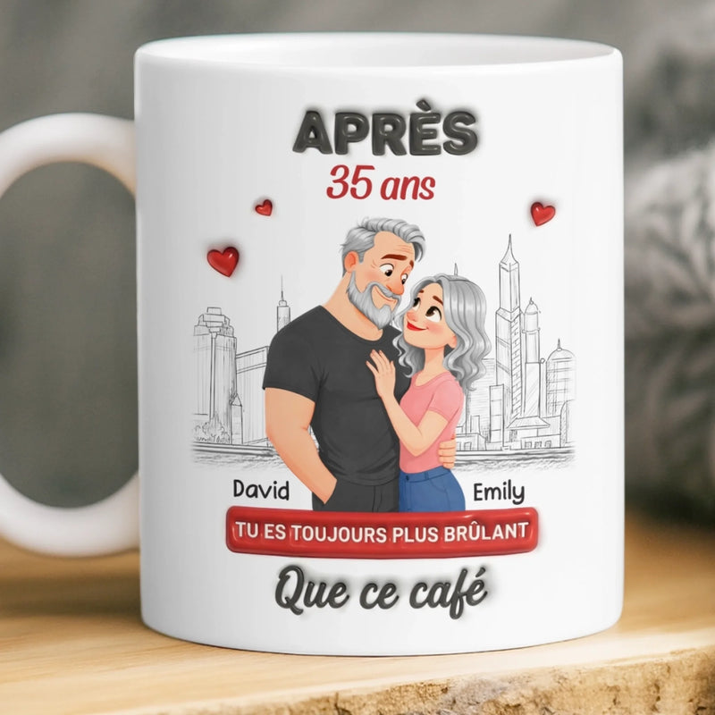 Mug Personnalisé À Effet Imprimé 3D Gonflé – Cadeau Pour Couple – Que ce café