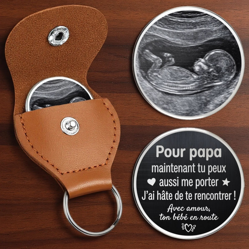 Porte-Bonheur De Poche Personnalisé avec Photo – Cadeau Pour Papa – Ton Bébé En Route