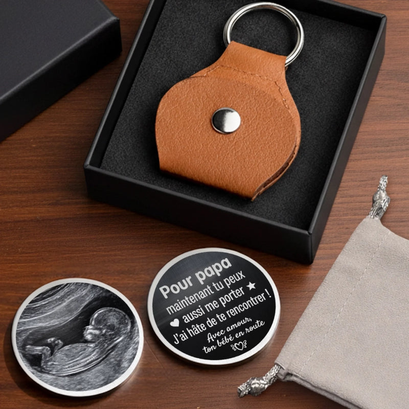 Porte-Bonheur De Poche Personnalisé avec Photo – Cadeau Pour Papa – Ton Bébé En Route