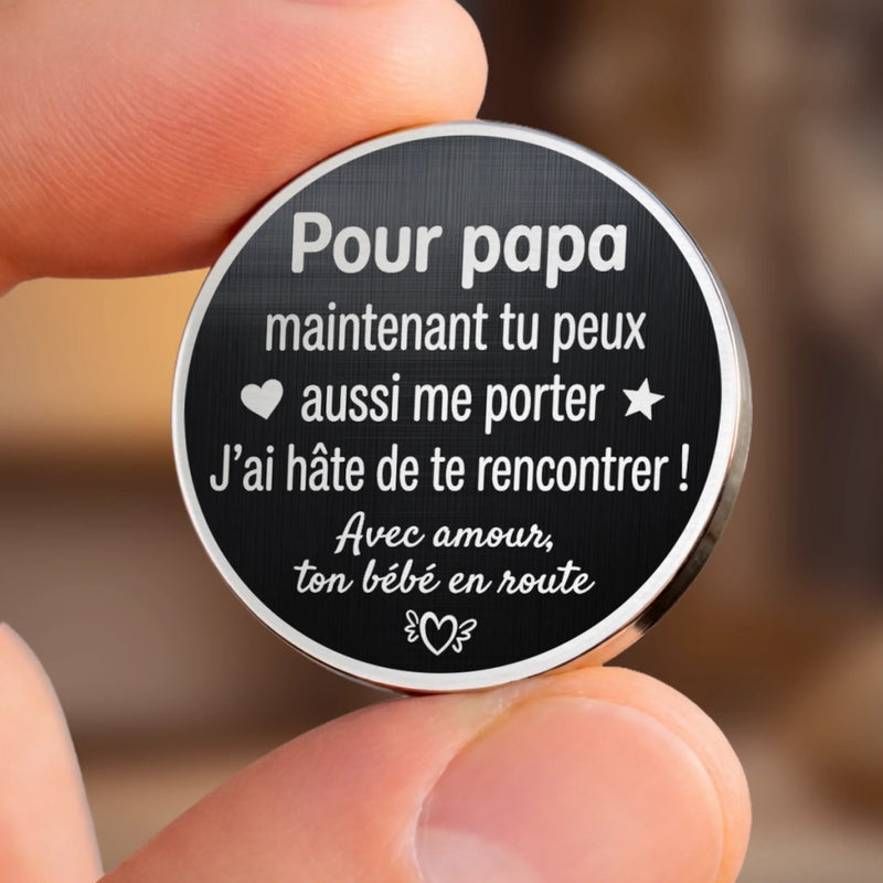Porte-Bonheur De Poche Personnalisé avec Photo – Cadeau Pour Papa – Ton Bébé En Route