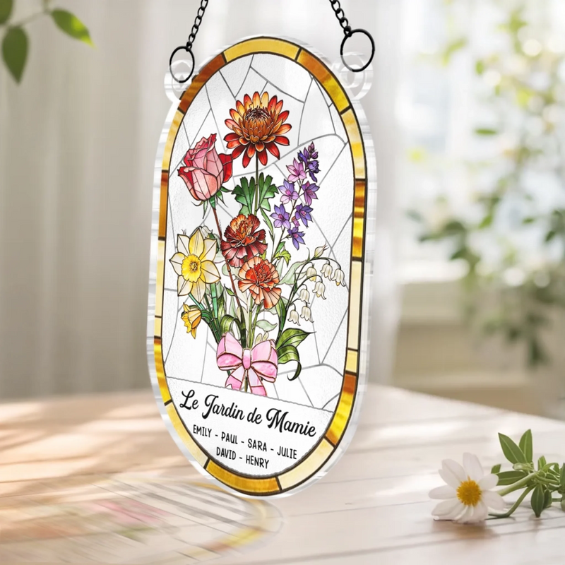 Ornement Suncatcher Tournesol de Fenêtre Personnalisé – Cadeau pour Maman – Le Jardin de Maman