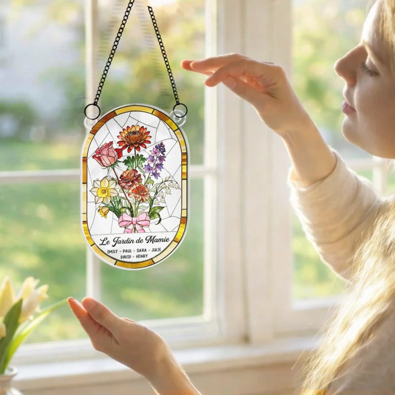 Ornement Suncatcher Tournesol de Fenêtre Personnalisé – Cadeau pour Maman – Le Jardin de Maman