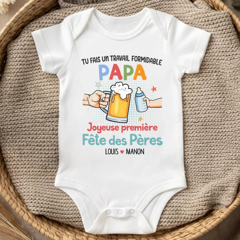 Body Bébé Personnalisé – Cadeau Pour La Première Fête Des Pères - Tu Fais Un Travail Formidable