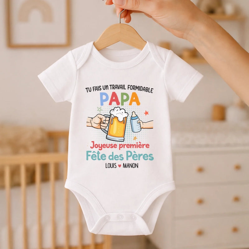 Body Bébé Personnalisé – Cadeau Pour La Première Fête Des Pères - Tu Fais Un Travail Formidable