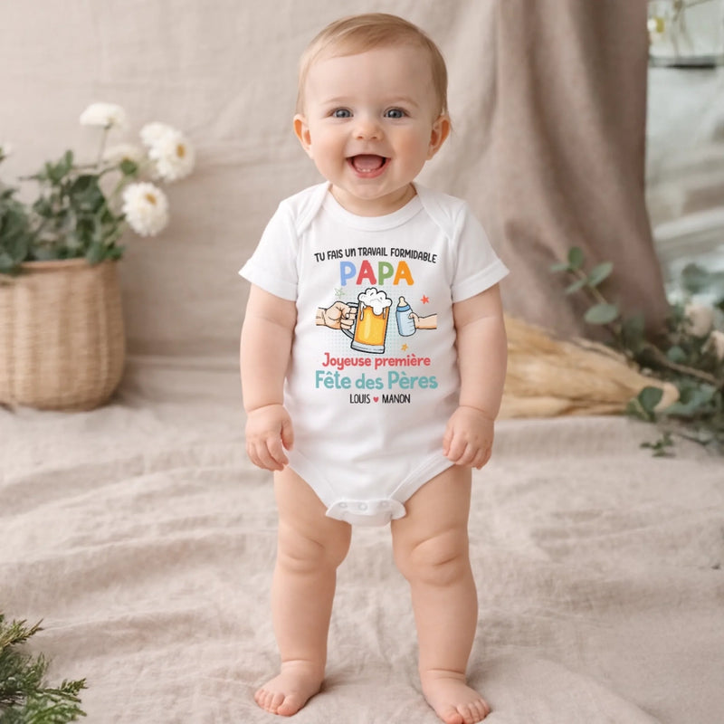 Body Bébé Personnalisé – Cadeau Pour La Première Fête Des Pères - Tu Fais Un Travail Formidable