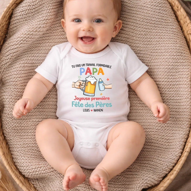 Body Bébé Personnalisé – Cadeau Pour La Première Fête Des Pères - Tu Fais Un Travail Formidable