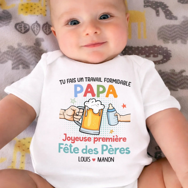 Body Bébé Personnalisé – Cadeau Pour La Première Fête Des Pères - Tu Fais Un Travail Formidable