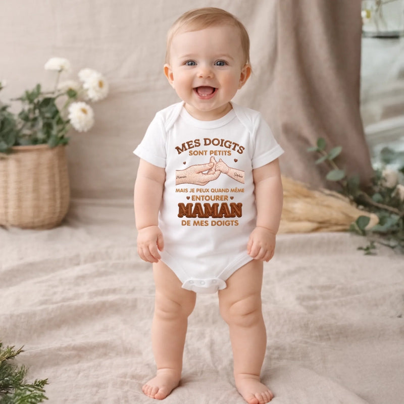 Body Bébé Personnalisé – Cadeau Pour La Première Fête Des Pères, Mère - Mes Doigts Sont Petits
