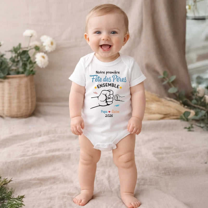 Body Bébé Personnalisé – Cadeau Pour La Première Fête Des Pères - Tape Dans La Main De Papa