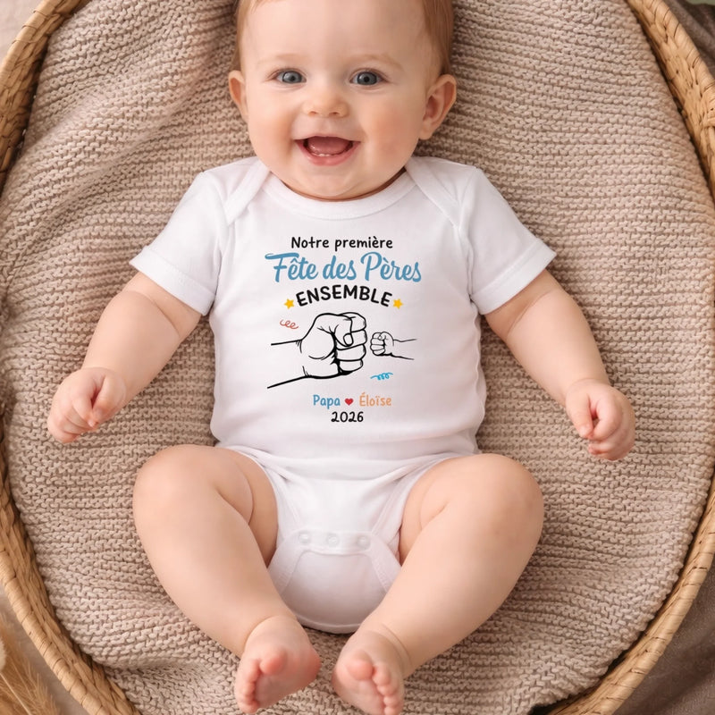 Body Bébé Personnalisé – Cadeau Pour La Première Fête Des Pères - Tape Dans La Main De Papa