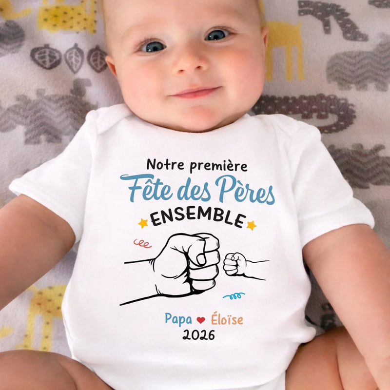 Body Bébé Personnalisé – Cadeau Pour La Première Fête Des Pères - Tape Dans La Main De Papa