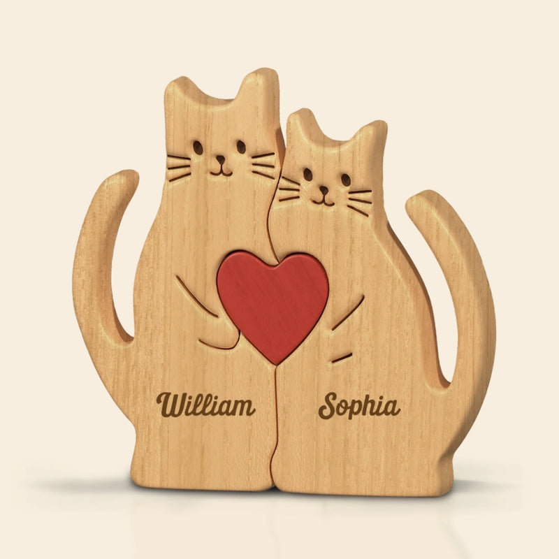 Puzzle Artistique en Bois Personnalisé – Cadeau pour Couple – Tu es le ronron de mon miaou