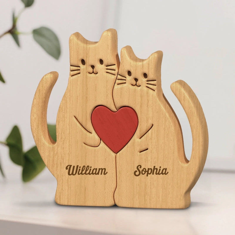Puzzle Artistique en Bois Personnalisé – Cadeau pour Couple – Tu es le ronron de mon miaou