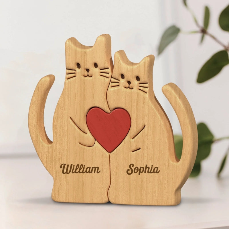 Puzzle Artistique en Bois Personnalisé – Cadeau pour Couple – Tu es le ronron de mon miaou