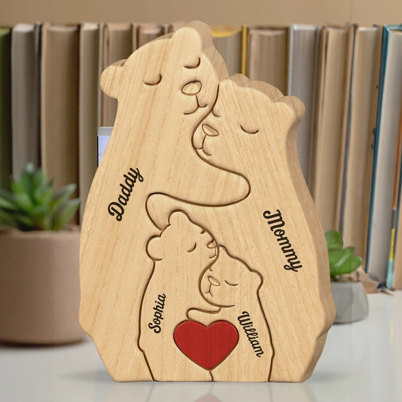 Puzzle Artistique en Bois Personnalisé – Cadeau pour Famille – J’aime ma famille
