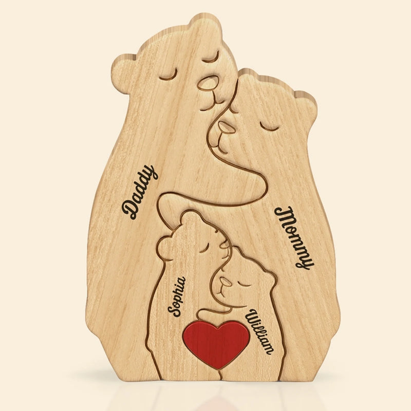 Puzzle Artistique en Bois Personnalisé – Cadeau pour Famille – J’aime ma famille