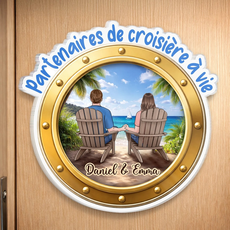 Aimant en Acrylique Personnalisé – Cadeau pour Couple – Partenaires de Croisière à Vie