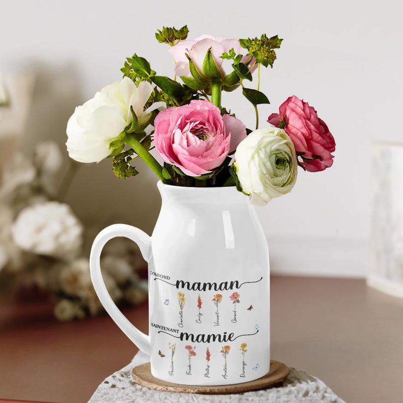 Vase À Fleurs Personnalisée – Cadeau Pour Mamie – Le Jardin Des Femmes de La Maison