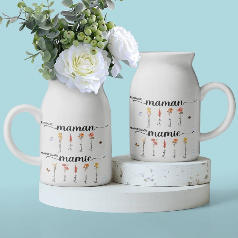 Vase À Fleurs Personnalisée – Cadeau Pour Mamie – Le Jardin Des Femmes de La Maison