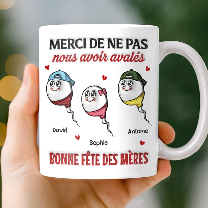 Mug Personnalisé À Effet Imprimé 3D Gonflé –  Cadeau Fête des Mères pour Maman – Bonjour, Notre Mère