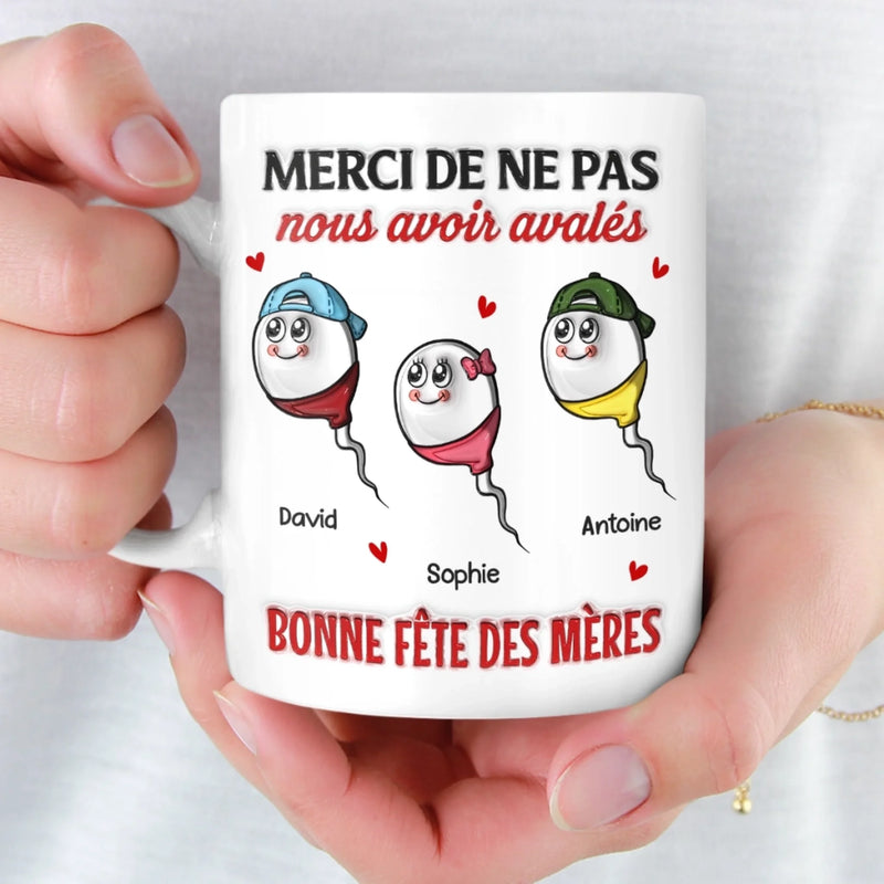 Mug Personnalisé À Effet Imprimé 3D Gonflé –  Cadeau Fête des Mères pour Maman – Bonjour, Notre Mère