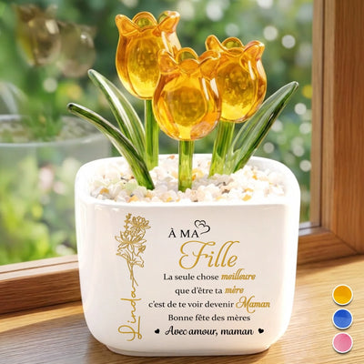 Tulipes Éternelles en Verre Personnalisées – Cadeau pour Fille – La Propre Famille de Sa Fille