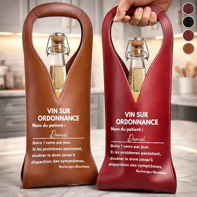 Sac à Vin en Cuir Personnalisé – Cadeau pour Pour Soi-Même – Vin Sur Ordonnance