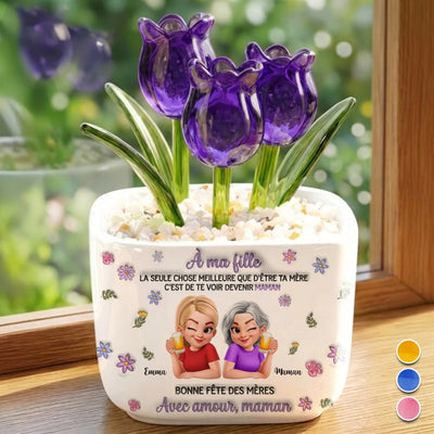 Tulipes Éternelles en Verre Personnalisées – Cadeau Pour Fille – Mon Enfant a Fêté Sa Première Fête des Mères