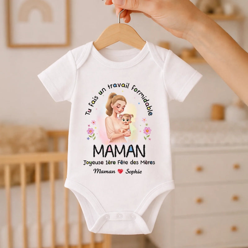 Body Bébé Personnalisé – Cadeau Pour La Première Fête Des Mères - Tu Fais Un Travail Formidable