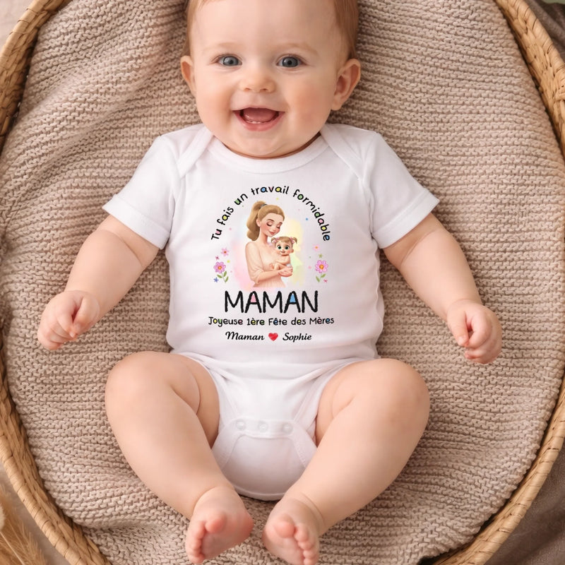 Body Bébé Personnalisé – Cadeau Pour La Première Fête Des Mères - Tu Fais Un Travail Formidable