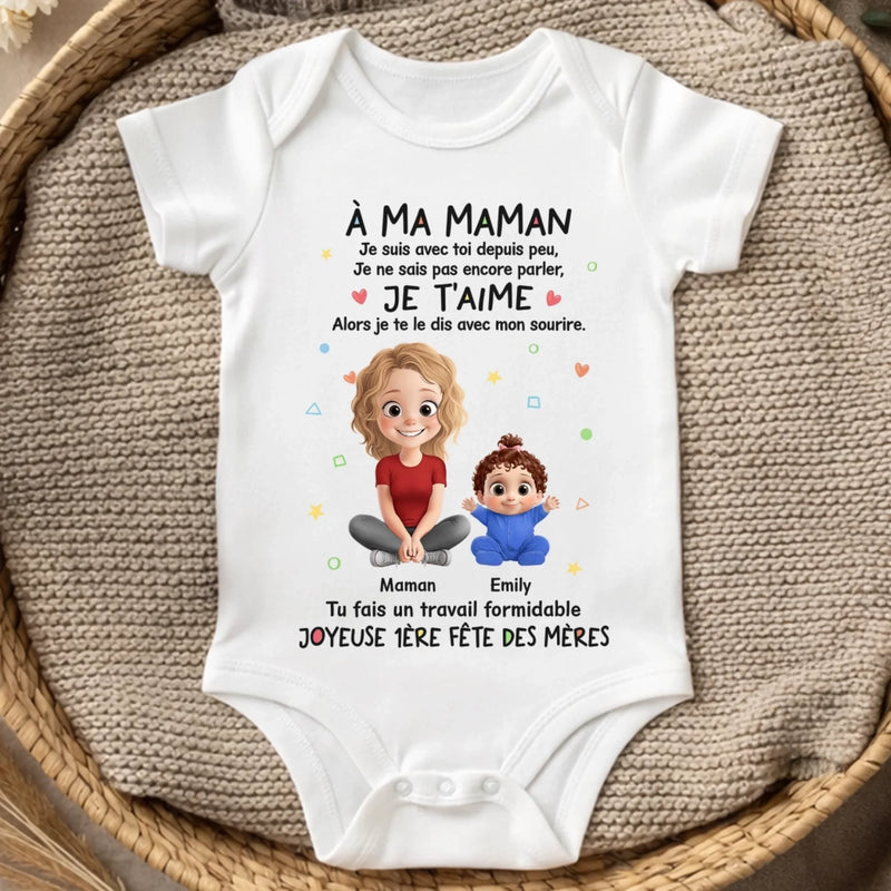 Body Bébé Personnalisé – Cadeau Pour La Première Fête Des Mères - Je Ne Sais Pas Encore Parler
